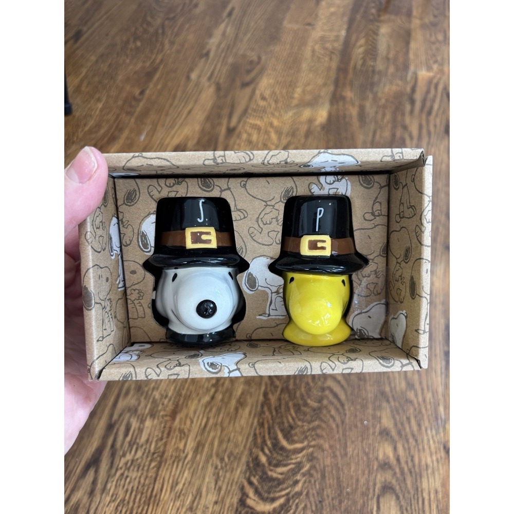 Peanuts Rae Dunn‎ Snoopy Woodstock Thanksgiving Salt Proper Shakers BNIB